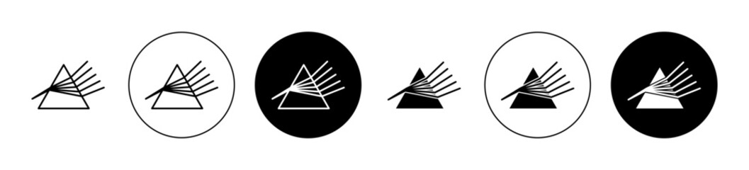 Prism dispersing light vector icon set in black color. Suitable for apps and website UI designs