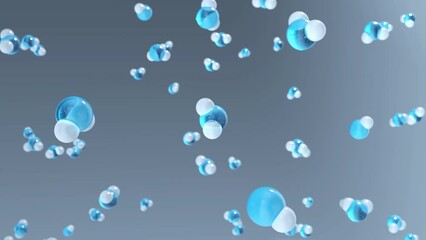 Poster - flying water molecules, seamless looping