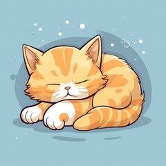 Canvas Print - Cartoon illustration of a cat sleeping, AI generated Image