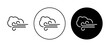 Wind clouds vector icon set in black color. Suitable for apps and website UI designs