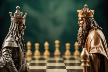 two chess pieces on a board, a king guiding a pawn