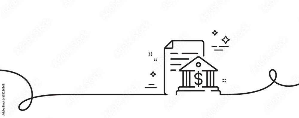 Bank document line icon. Continuous one line with curl. Government ...