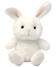 3D Cartoon White Rabbit Toy Isolated On Transparent Png Background