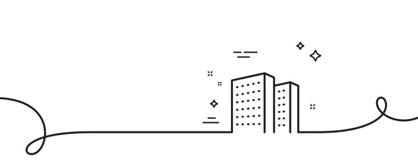 Poster - buildings line icon. continuous one line with curl. city apartments sign. architecture building symb