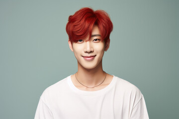 Aufkleber - A picture of a man with red hair wearing a white shirt. This versatile image can be used for various purposes.