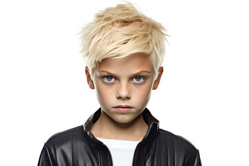 Aufkleber - A picture of a young boy with blonde hair and blue eyes. This image can be used in various contexts, such as family, childhood, or diversity themes.