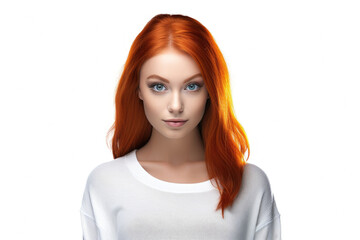 Wall Mural - A striking image of a woman with vibrant red hair and piercing blue eyes. This picture can be used to portray uniqueness, beauty, and confidence. It is perfect for fashion, beauty, and lifestyle-relat