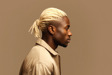 Poster - A man with blonde hair wearing a jacket. Suitable for various commercial and lifestyle themes.