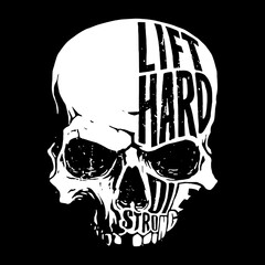 lift hard die strong the artistic human skull in white color with black background vector editable b