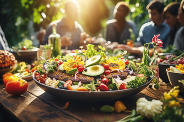 Dish of vegan food in world vegetarian day