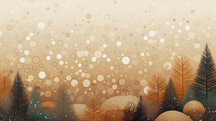 Poster - christmas background with snowflakes and trees with Beige neutral color
