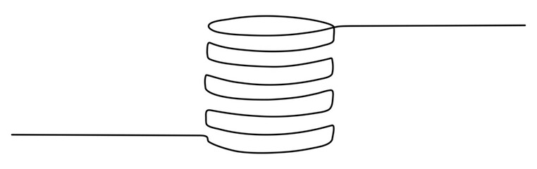 Poster - Coins stack continuous one line drawing. Business money concept. Vector illustration isolated on white.