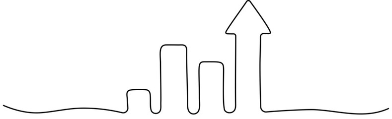 Wall Mural - Growing arrow graph continuous line drawing. Successful business strategy symbol. Vector illustration isolated on white.