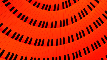 Poster - Blue and red rotating stripes. Design. A bright piano made in computer graphics with keys that rotate around.