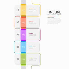 Poster - Five semitransparent glassy rounded rectangles timeline process infographic
