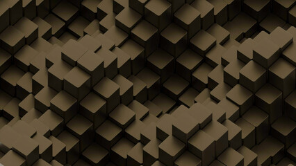 Poster - Columns of 3d cubes move in waves. Design. Wave oscillations of cubic 3d columns. 3D columns move in waves on surface of space