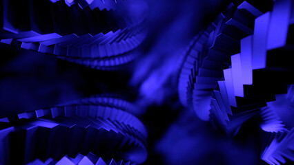 Poster - Blue bright background. Design. Large springs of a bright purple shade made in cartoon animation and smoke inside.