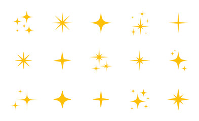 sparkling star, glowing star light effect. glitter magic star sparks. vector editable design, yellow
