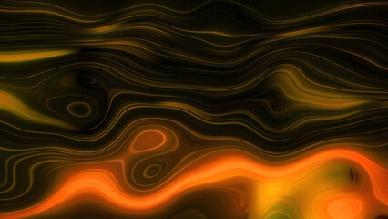 Poster - Pulsating neon pattern with curved lines. Motion. Bright neon flashing in marble pattern of lines. Topographic pattern with moving pulses of neon light