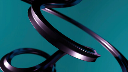 Poster - Twisted 3d line with rotating bends. Design. Twisted thin line with illusion of rotating knots and bends. 3d metal line with corners