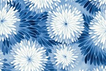 Abstract Shibori Floral Motif. Blue Background