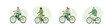 Electric transportation illustrations set. Characters driving electric bike. Eco friendly vehicle concept. Vector illustration.