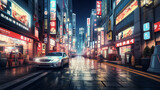 Fototapeta  - 新宿に似ているけど別の街、雨の夜の風景