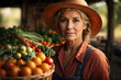 Lovely Mature Woman Vending Fresh Organic Harvest at Local Market
