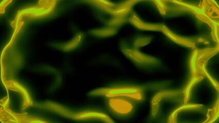 Poster - Virtual liquid ripples of 3d plasma. Design. Bright neon plasma moves in ripples on black background. Beautiful 3D liquid in style of new plasma