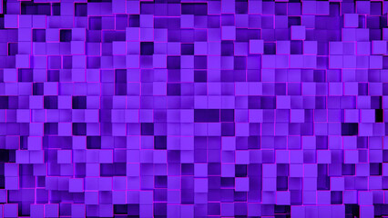Poster - Background with moving chaotic cubes. Design. Background with squares extending into field. 3D cubes move like wall