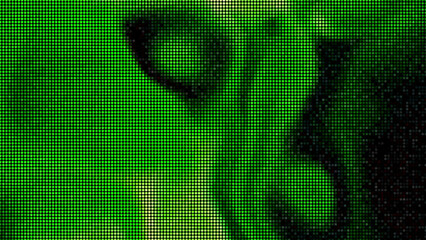 Aufkleber - Beautiful pixel background with colored glow. Motion. Pixel image of moving northern lights. Moving spots of color stream of pixels on black background