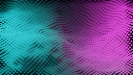 Poster - Fantastic blue and pink cube motion background. Design. Digital 3d grid spinning.