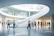 © VisualProduction - Large hall business building interior glass and white walls. Empty modern office with glass window. Motion blur