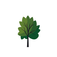 Poster - Green summer forest tree flat vector icon.