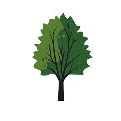 Poster - Green summer forest tree flat vector icon.