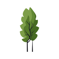 Poster - Green summer forest tree flat vector icon.