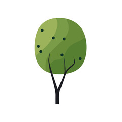 Poster - Green summer forest tree flat vector icon.