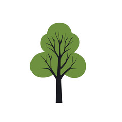 Poster - Green summer forest tree flat vector icon.