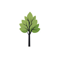 Poster - Green summer forest tree flat vector icon.