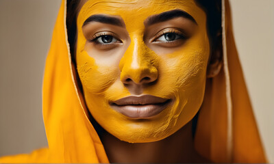 Wall Mural - skin beauty concept woman using cosmetic facial mask