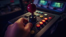 Game Joystick Being Manipulated By Gamer's Hand