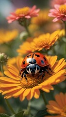 Wall Mural - Ladybug, macro photography, closeup, beautiful nature