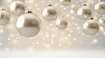 Wall Mural - silver baubles christmas holiday banner background