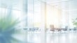 Abstract blurred office hall interior and meeting room. Blurry corridor in working space with defocused effect. Use for background or backdrop in business concept