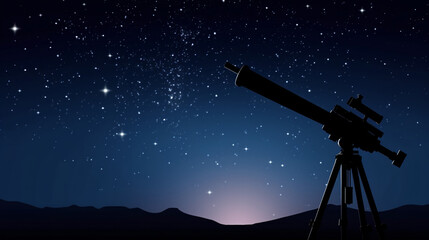 Wall Mural - a telescope's silhouette amid a canvas of starry heavens, representing the world of astronomy and st