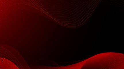 Wave red and black design background with minimal round wavy shape and shining glitter, copy space gradient background concept.