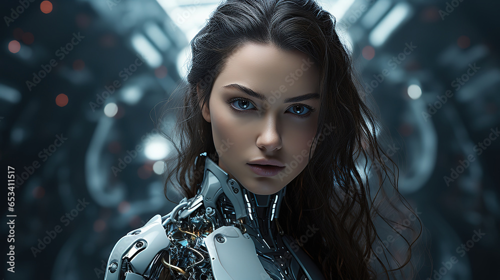 beautiful female artificial intelligence robot, cyborg, generative ai ...