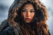 Portrait of a Beautiful Native Alaskan Eskimo Woman.