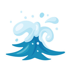 Sticker - Water Sea Blue Wave with White Foam Vector Closeup Illustration