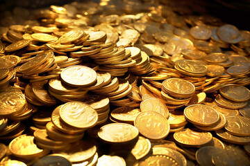 Sticker - Scattering of gold coinsin